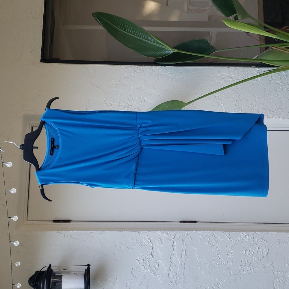 WHBM XS Sleveless Draped Sheath Blue Dress excellent condition